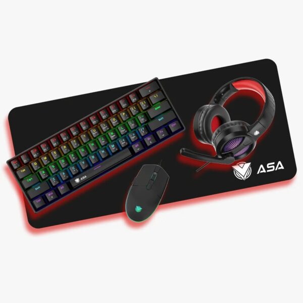 كومبو ASA رباعي 4×1 (كيبورد، ماوس، سماعة، مايك)